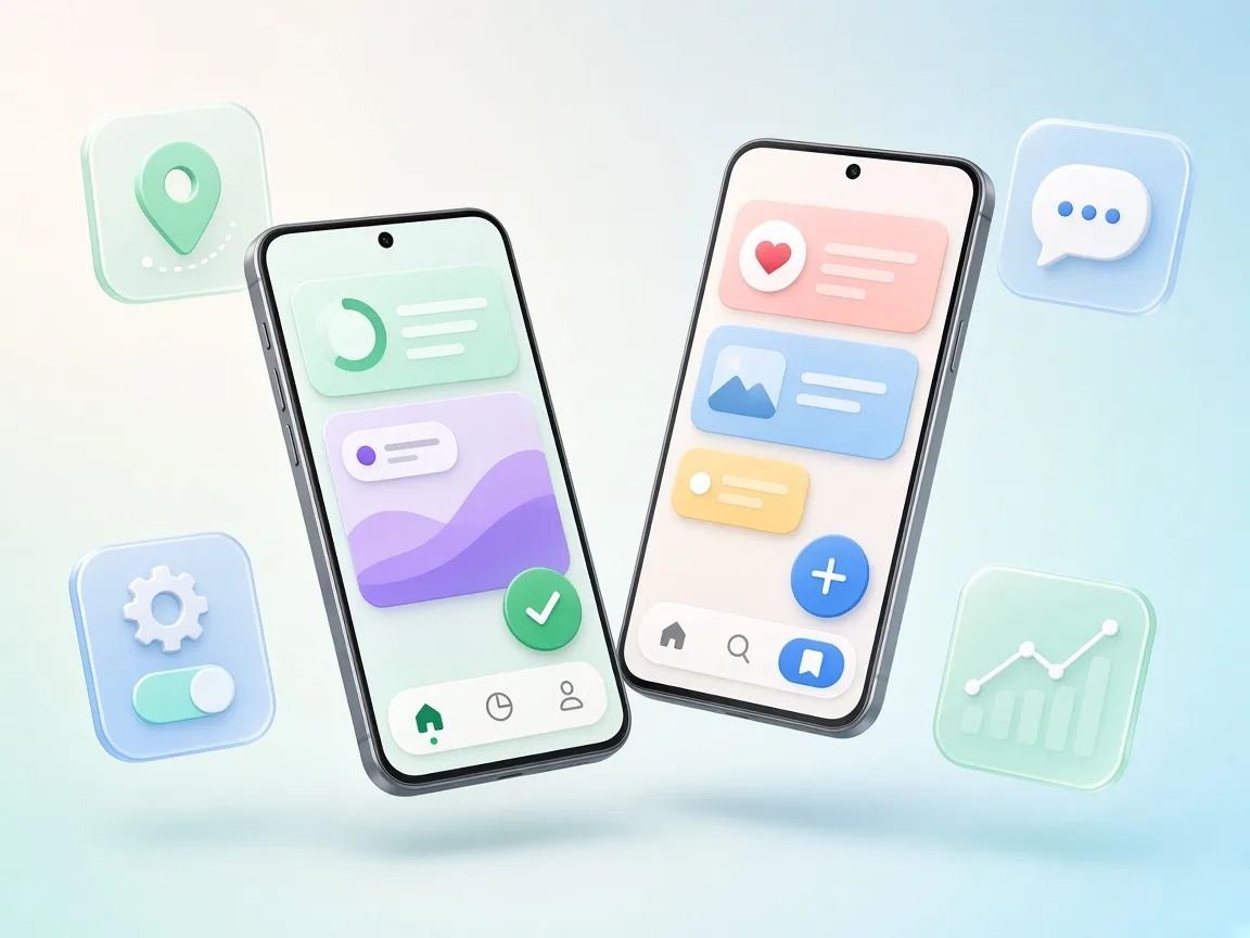 Android telefonlarda Material tasarımlı modern uygulama arayüzü